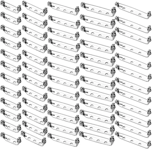 60PCS Brooch Pins for Crafts 5 Size Brooch Pin Backs Bar Pin Backings with Safety Locking Clasp and Holes for Crafts Badges Name Tags DIY Jewelry Making Corsage(Silver 20mm/25mm/32mm/35mm/38mm)