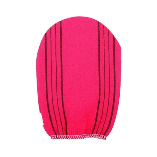 Fiber Cleaner Bath Glove Exfoliating Towel Body Rub Shower Scrub Glove Washcloth - Rose Red
