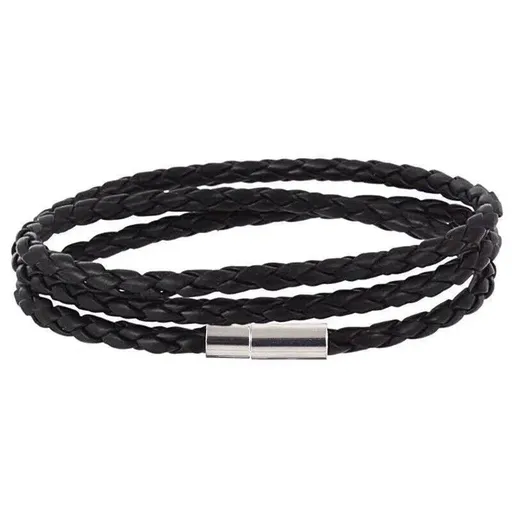 1Pc New Fashion Men Women Three Laps Pu Leather Bracelet Wristband Bangle Punk - Black