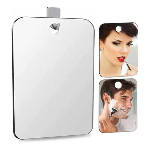 Unbreakable Shower Mirror for Shaving Mirror, 6.7 x 7.5 inch Hanging Camp Vanity Mirror, Stick on Mirrors for Wall