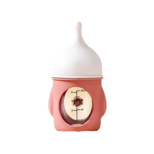 Silicone Pet Milk Feeding Bottle with Scale for Small Puppies and Kittens 20ml 80ml - 80ml-Pink