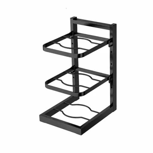 3-Tier Under Sink Pot and Pan Organizer Rack | Adjustable Height Kitchen Cabinet Storage | Black Iron Space Saving Rack for Pots Pans Lids | 16.93x10.63 Inches