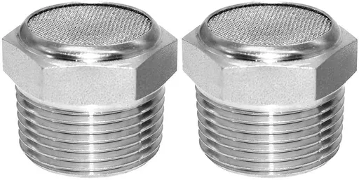 316 Stainless Steel Air Pneumatic Mufflers 1/2 NPT Male Thread Sintered Exhaust Muffler Silencer Flat (Pack of 2)