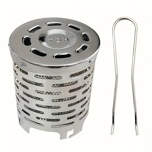 Portable Stainless Steel Camping Heater for Outdoor Cooking and Warming – Perfect for Tent, Snow, Ice Fishing, and Backpacking Trips with Detachable Handle (Silver)