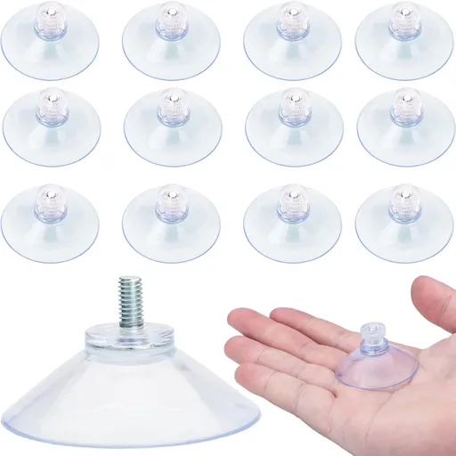 40 mm Glass Suction Pads Clear PVC Sucker Pads Suction Holder Without Hooks for Bathroom Wall Door Glass Window Car Shade (Clear, 12pcs)