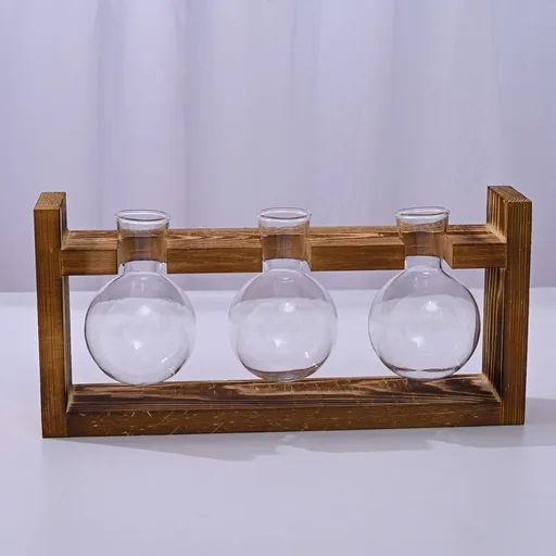 HydroponicWoodenFramewithSnap-On-SphericalTripleBottle