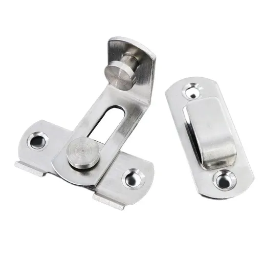 2 Sets 90 Degree Sliding Door Latch Lock Catch Kit for Home Use - Right-Angle-Silver-L