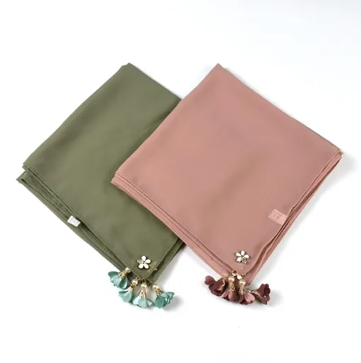 Women Fashion Solid Chiffon Square Head Scarf Lightweight Neck Scarves Hair Bandana Neckerchief Headband Fabric （2pcs）