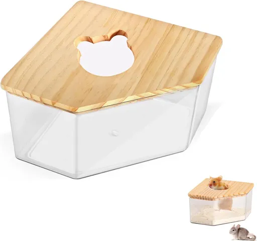 Sand Bath for Mice - Toilet Sand Bath - Dustbath for Rodents - Wooden Hamsters - Rodent Accessory Sand Bath - Sand Tray Enclosed House - Sand Tray - Triangle - Sand Bath for Hamsters and Small Animals - For Hamsters/Gerbils