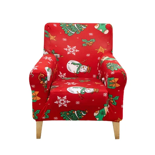 Xmas Armchair Cover Polyester Decorative Festive Single Couch Cover for Living Room