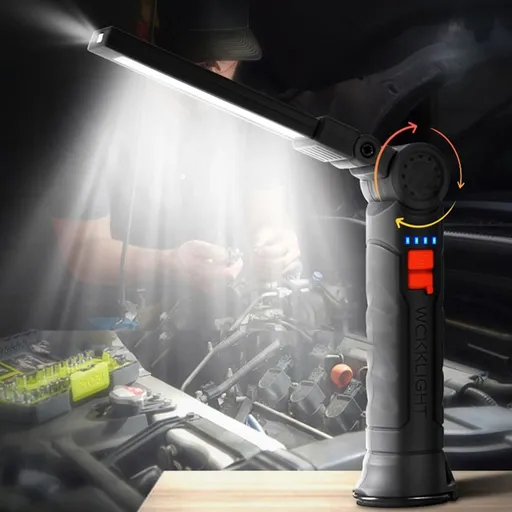 Rechargeable LED Work Light with Magnetic Base | 360 Degree Rotating Head & Hook | Portable Inspection Light for Car Repair, Camping, BBQ | 4 Mode Flashlight for Men, Home, and Outdoor Use