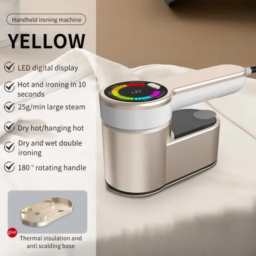 Handheld Garment Steamer Portable Compact Mini Iron for Home and Travel Yellow
