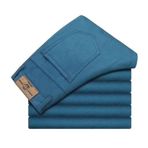 Tao Shang Pai Mens Cotton Chinos Straight Trousers Lake blue 34