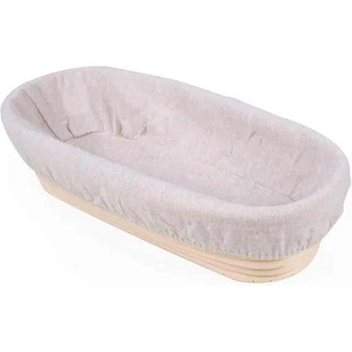 Oval Banneton Bread Proofing Basket with Wool Lining, 30 x 14 x 7 cm