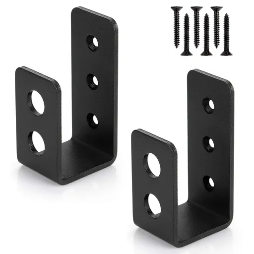 2x4 Door Barricade Brackets (2 pcs) | Drop Open Bar Holder Steel U Bracket for 2 by 4 Lumber as Security Door Reinforcement