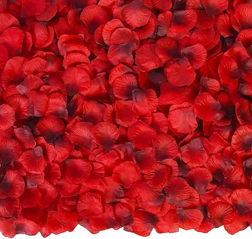 3200 Pcs Artificial Rose Petals for Romantic Night, Fake Rose Flower Petals for Wedding, Party, Valentines Day Decorations for The Home (Dark Red)