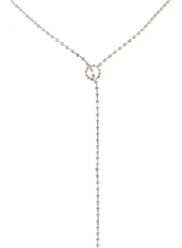 Sparkly Silver Diamante Drop Costume Necklace