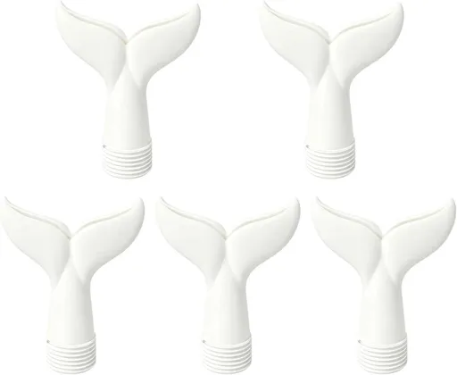 5-Piece Threaded Pool Fountain Nozzle Set for Water Feature Display, 5 Piece Fishtail Heads for Poolside Display Areas Pool Fountain Nozzle Fishtail Head Water Feature Decorative Backyard Threaded Head Set - White - Size 95mm