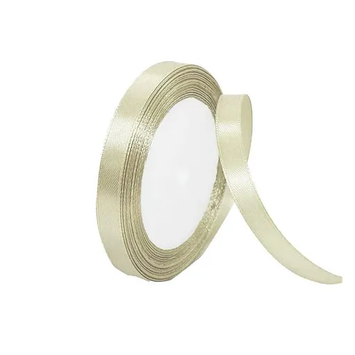 10mm Width Satin Hair Ribbon Wedding Party Decoration Gift Banquet 5m - Cream Colored