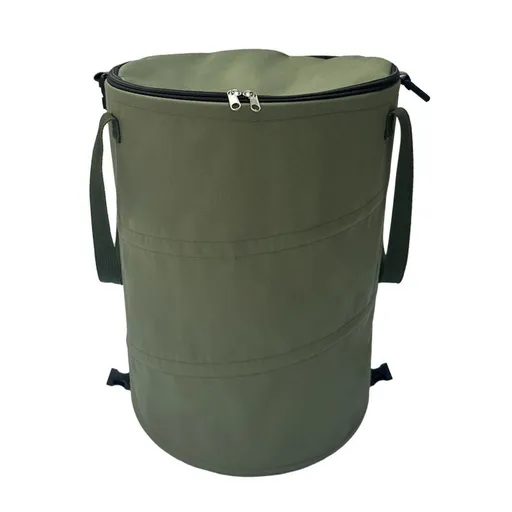 Army green Foldable Camping Trash Can with Lid - Large Capacity Heavy Duty Pop Up Rubbish Bin - Portable Storage Bag for Caravan, Picnic, Gardening and Outdoor Adventures - Space Saving Design(Size: S)