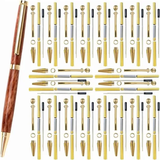 20 Pack Slimline Pen Kit-7mm Wood Turning Twist Pen Kits with Refills, Brass Hardware & 5 Finishes for DIY Lathe Turning