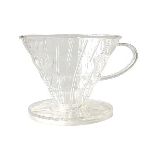 Household Hand Drip Coffee Filter Cup Reusable Plastic Cone Shaped HeatResistant - Transparent