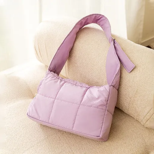 Purple Foldable Insulated Quilted Pet Shoulder Bag with Adjustable Peep Hole & Safety Buckle - Thickened Warm Travel Tote for Small Dogs & Cats Within 5.7KG