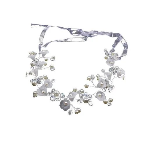 Flower Girl Hair Accessory, Princess Headpiece White Flower Headband Pearl for Girl and Flower Girls Cute Bridal Wedding Hair Band