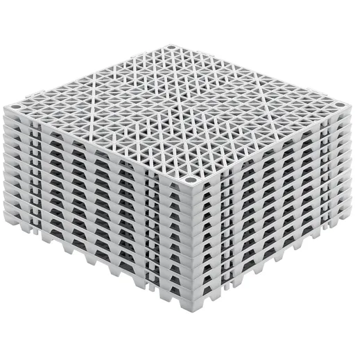 Modular Interlocking Cushion, 12 Pack 30 x 30 cm Splicing Drainage Mats, Soft PVC Interlocking Drainage Floor Tiles, Non-Slip Drainage Holes for Restroom, Bathroom, Kitchen, Pool, Wet Area, Gray