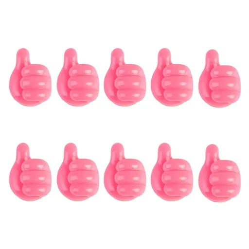 Hooks ! Thumb Hook Hub Cable Fixing Device Data Cable Storage and Fixing Device Cable Management Device Scratch Hole and Adhesive Hook Sale Pink