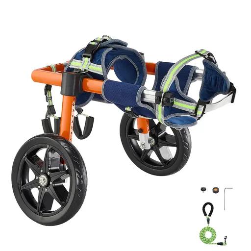 Dog Wheelchair for Back Legs, Lightweight 2 Wheels Pet Wheelchair, Height, Width & Length Adjustable, Dog Cart with Shock-Absorbing Wheels, for Injured, Disabled Dogs 15.8-21.7 kg, Medium
