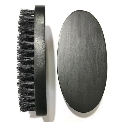 360 Curved Wave Brush For Men, Medium Hard Curved Wave Brush, Natural Palm Brush with Firm Boar Bristles