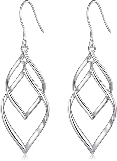 Sterling Silver Dangle Earrings for Women, 14k Gold Plated Double Linear Drop Statement Earrings Anniversary Birthday Gifts for Women