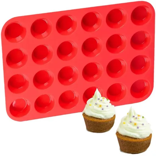 Silicone Mini Muffin Pan 24 Cups Mini Cupcake Pans, BPA Free Mini Muffin Tin for Baking Nonstick 1pcs
