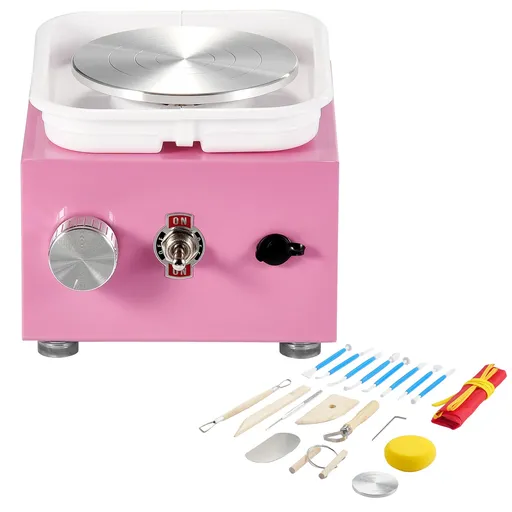 Mini Pottery Wheel Electric Ceramic Wheel Machine 0-320RPM Speed Pink