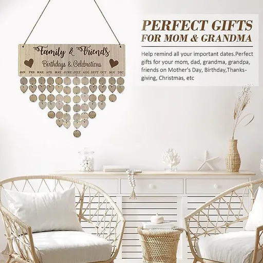 DIY Family Birthday Reminder Wooden Hanging Perpetual Calendar