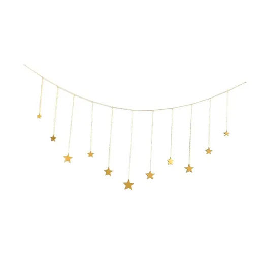 Wall Hanging Boho Aesthetic Room Decor star Hanging Art Bohemian Home Decoration for Girls Room Nursery Bedroom Livingroom Dorm, Ideal, Gold, 49.2 in