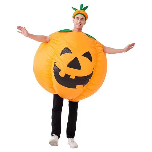 Inflatable Costume Pumpkin Design Adult Jumpsuit Orange One Size Fits Most