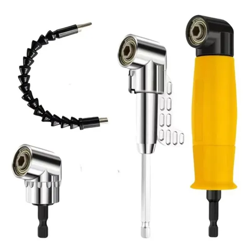 Right Angle Drill Attachment Set, Including Flexible Drill Bit Extension,Extension Power Drill Attachment with Impact Shank, Screwdriver Bit Set (Yellow)
