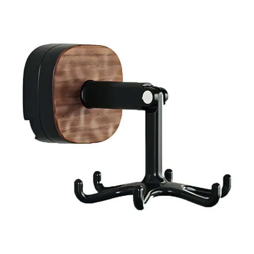 Rotating Wall Hook Rack with Self-Adhesive Mount, No-Drill Kitchen Organiser for Utensils, Towels, Mugs and Bathroom Items, Black