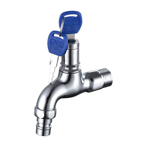 Anti-theft Faucet for Outdoor, Anti-theft Brass Faucet, Lockable Outdoor Faucet, for Washing Machine in Garden, scratch-resistant, Silver Finish