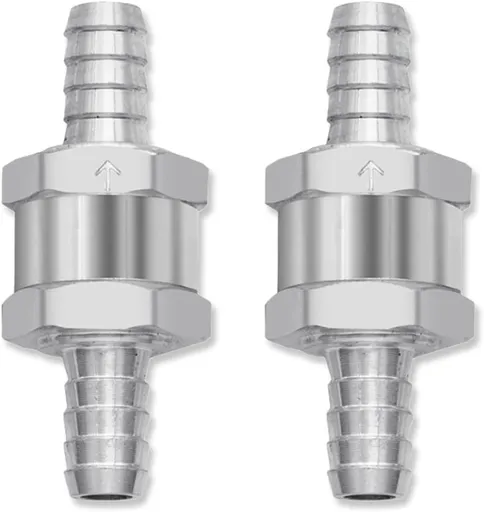 2PCS 3/8" 10mm Non Return One Way Fuel Line Check Valve, Aluminium Alloy Car One-Way Inline Fuel Hose Check Valve for Fuel Line Petrol Diesel Fuel Oil Water (3/8" 10mm)