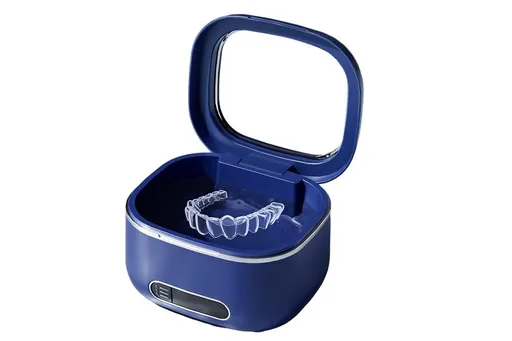 Ultrasonic Retainer Cleaner Machine 50kHz Ultrasonic Dentures Cleaner for Night Guards Braces Aligner Toothbrush Jewelry and More - Blue