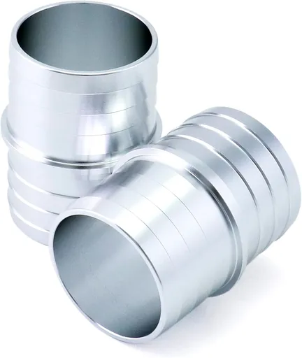 Hose Barb Fittings, 2 Pack 1-1/2" to 1-1/2" Inch Aluminum Alloy Hose Barbed Splicer Mender Union Coupler Fitting Coolant Intercooler Heat Exchanger Fluid/Oil/Fuel