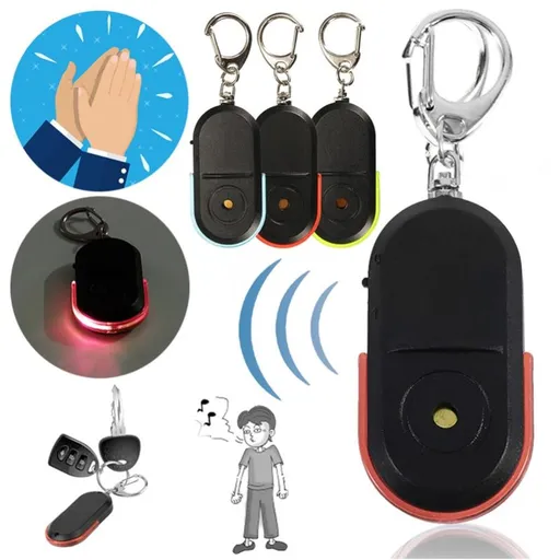 Random Color Mini Key Finder, Anti Lost Wireless Item, Sensing Range 8 10 Meters Whistle Sound Control Alarm with LED Light