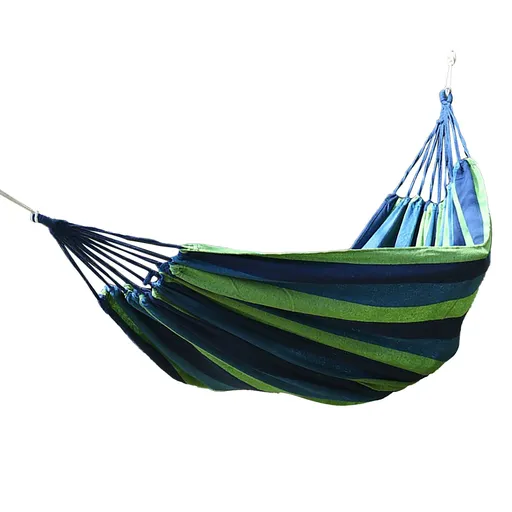 Outdoor Hammock Comfortable Polyester Cotton Up To 440.9lbs Anti Rollover Portable Hammock for Camping Patio Backyard Blue and Green