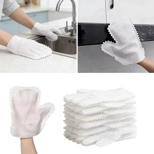 New Multi-purpose Washable Dusting Gloves, White Microfiber Fish Scale Cleaning Duster Gloves Replaces Dust Wipes and Feather Dusters, Dual-Sided Reusable Wet & Dry Mitt