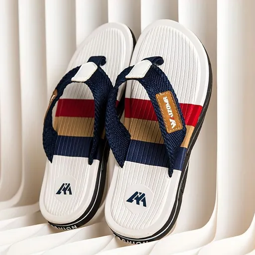 Men'S Flip-Flops Summer Sandals Thick-Soled Anti-Slip Anti-Odor Wear-Resistant - White - Size 39