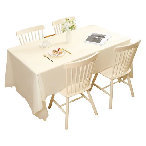 Waterproof, oil resistant, modern style tablecloth PEVA solid color dining table student waterproof tablecloth Wrinkle Resistant Washable Heavy Weight TableCloths（beige 137*183cm）