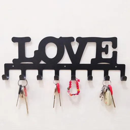 Metal Key Holder, Wall Mounted Key Hooks Organizer Key Hanger Rack Decorative for Home, Entryway, Hallway, Office, Black,